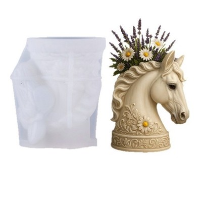 Horse Head Shape Flower Container Silicone Mold for Handmade Crafting Flowerpot