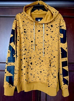 G-Star Raw Men's Painted Pullover Hoodie Orange Black Size XL $150 New