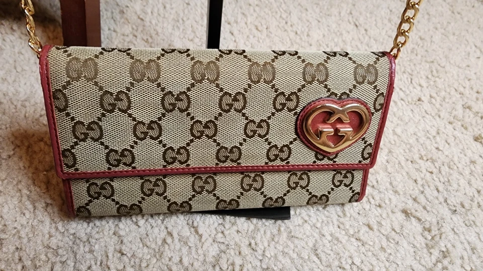 Gucci GG Monogram Canvas Lovely Heart Long Wallet On Chain - Image 2 of 4