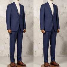 Navy Blue Men's Suit Regular Fit Business Formal 2Pcs Tailored Tuxedo Jacket