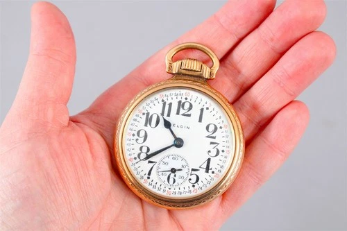 Antique Elgin Pocket Watch 17j Raymond Patent Keystone 10K GF Open Face Case