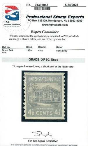 Scott 844 Used Premium Example PSE Graded XF 90 - Picture 2 of 2