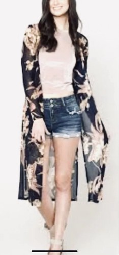 99 $ DR2 DANIEL RAINN BLUMENDRUCK SAMT OFFENE CARDIGAN WICKEL UMHANG STAUBMANTEL JACKE