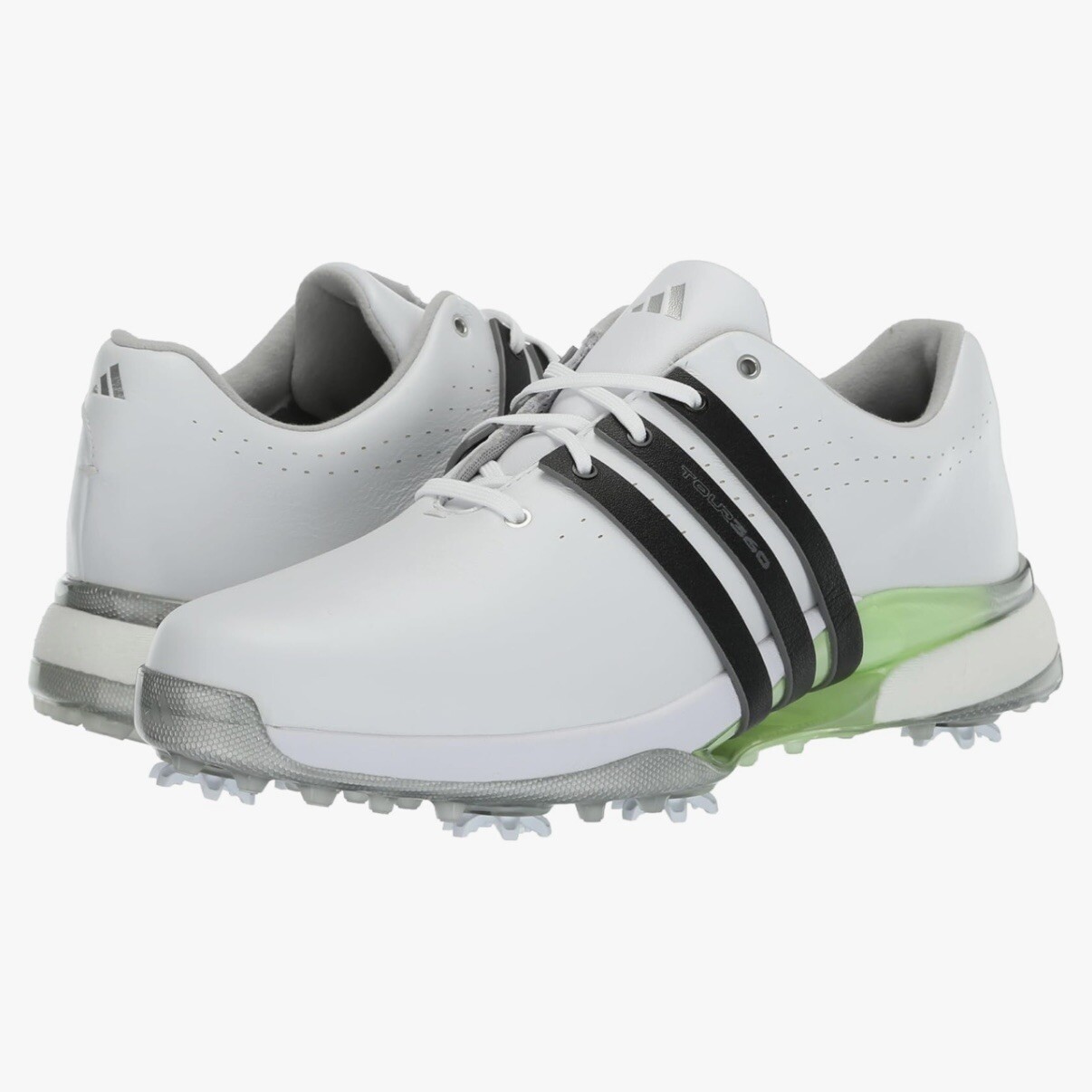 Adidas Men's Tour360 24 Boost Golf Shoes in White Black Green Spark Size 15-image