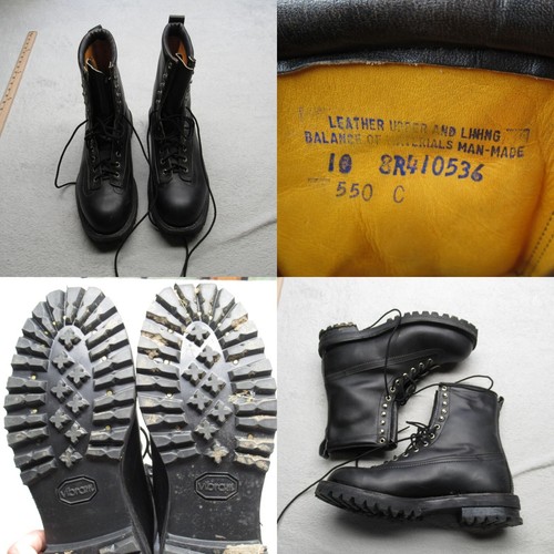Corcoran Jump Boots Men 10 Black Leather Police Combat 10 Eye VTG 90s USA Made