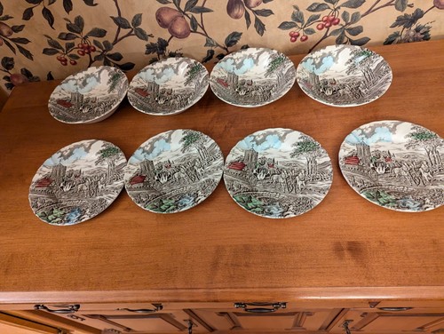 8-VINTAGE MYOTT ROYAL MAIL STAFFORDSHIRE (4) COUPE BOWLS (4)DESSERT PLATES - Picture 2 of 6