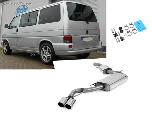 Fox Sidepipe Komplettanlage ab Kat VW T4 2x106x71mm oval eingerollt abgeschrägt