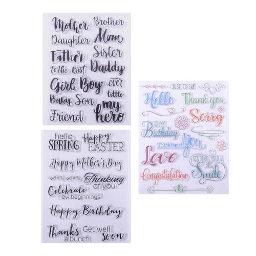 Tampons Transparents Silicone "Happy Birthday" - Feuille 16x11 Cm, 20 Motifs, Pour Cartes, Scrapbooking