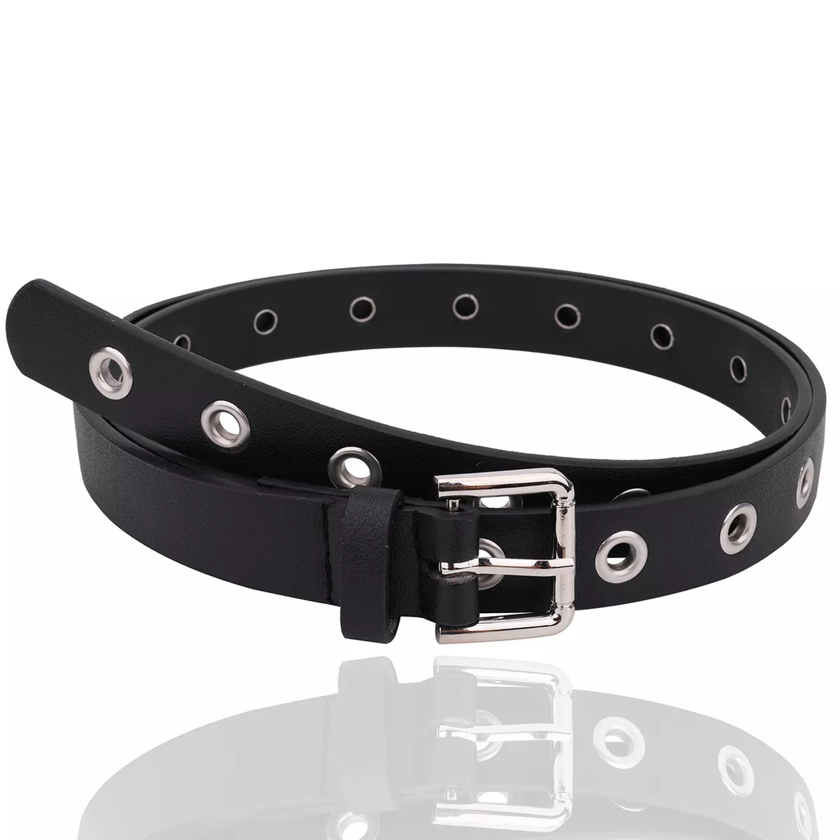 Femme Punk Ceinture Chaîne Simple Rangée Trou Œillet Réglable 25mm