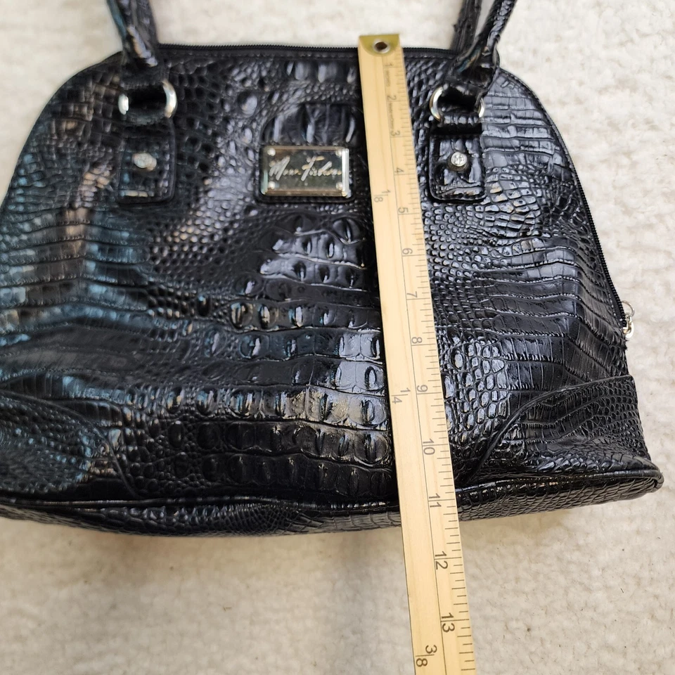 Mark Fisher 鳄鱼纹浮雕黑色素食挎包大号肩上衣随身携带 — 第 3/4 张图片