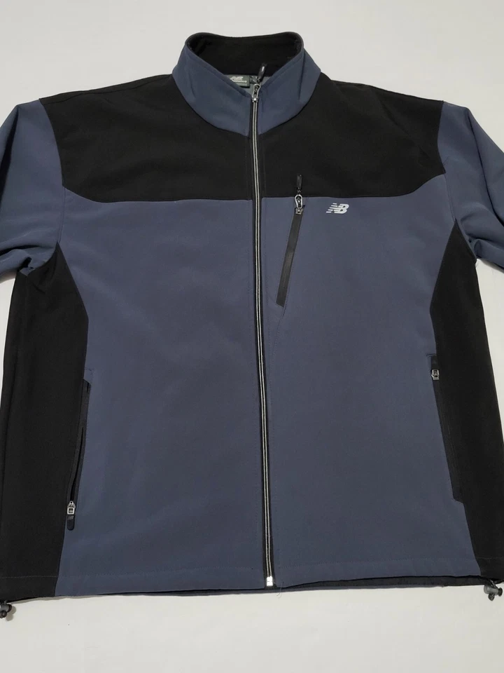 (#C) New Balance Jacket Men’s Blue/black Size XL Fleece Lined Coat Full Zip  - Image 3 of 4