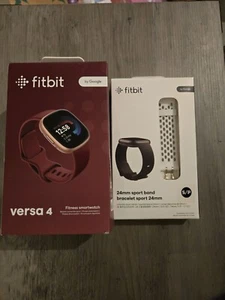 Fitbit Versa 4 Fitness Smartwatch Bundle, Jus de Beet/Rose de Cuivre, Bandes multiples
