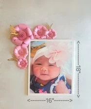 3D Flower Wall Art, Set of 8, 5 Flowers, 3 Golden Butterflies, Bubblegum Pink