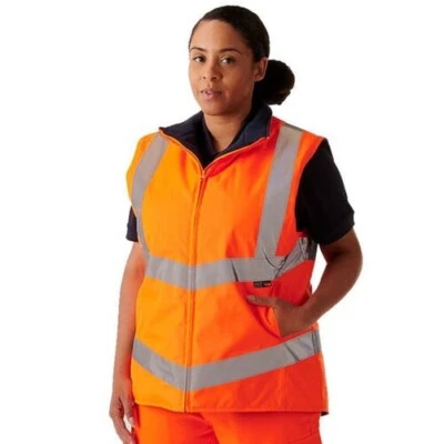 Femmes Haute Visibilité Orange Gilet Polaire Doublé Réfléchissant Travail Anjali - Photo 1/3