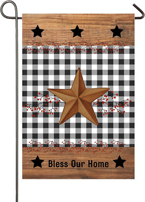 Bless Our Home Garden Flag 12×18 Inch Small Vertical Double Sided Red Red Berry