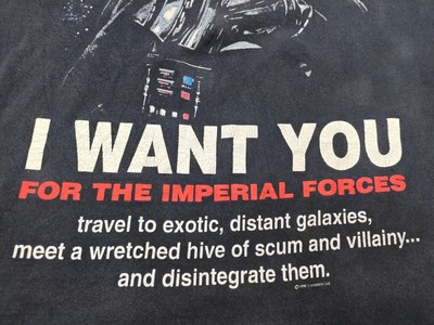 VTG 1996 Star Wars Darth Vader I Want You Imperial Forces Graphic 