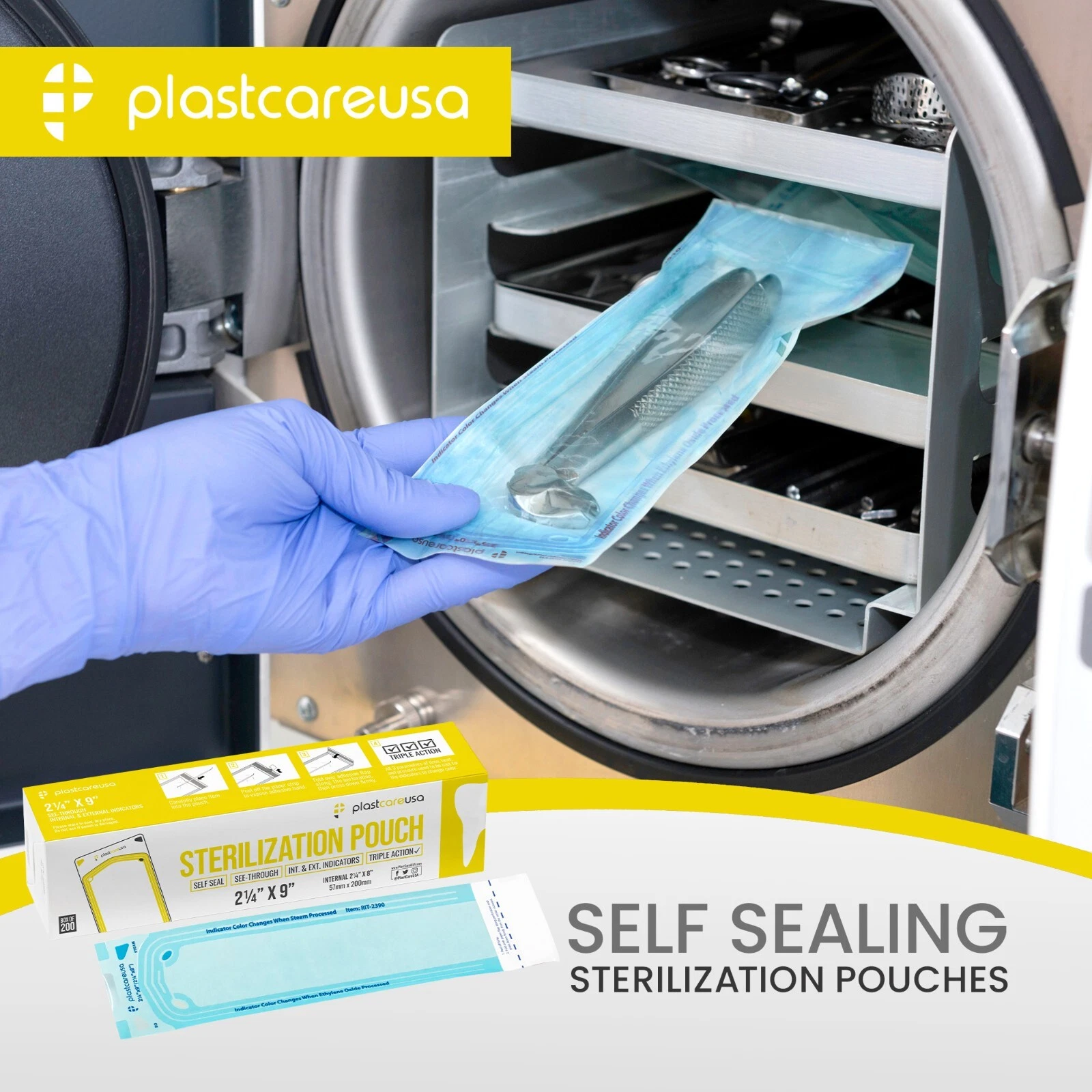 1000 2.25" x 9" Dental Sterilization Pouches Sterilizer Autoclave Bags - product detail image 7