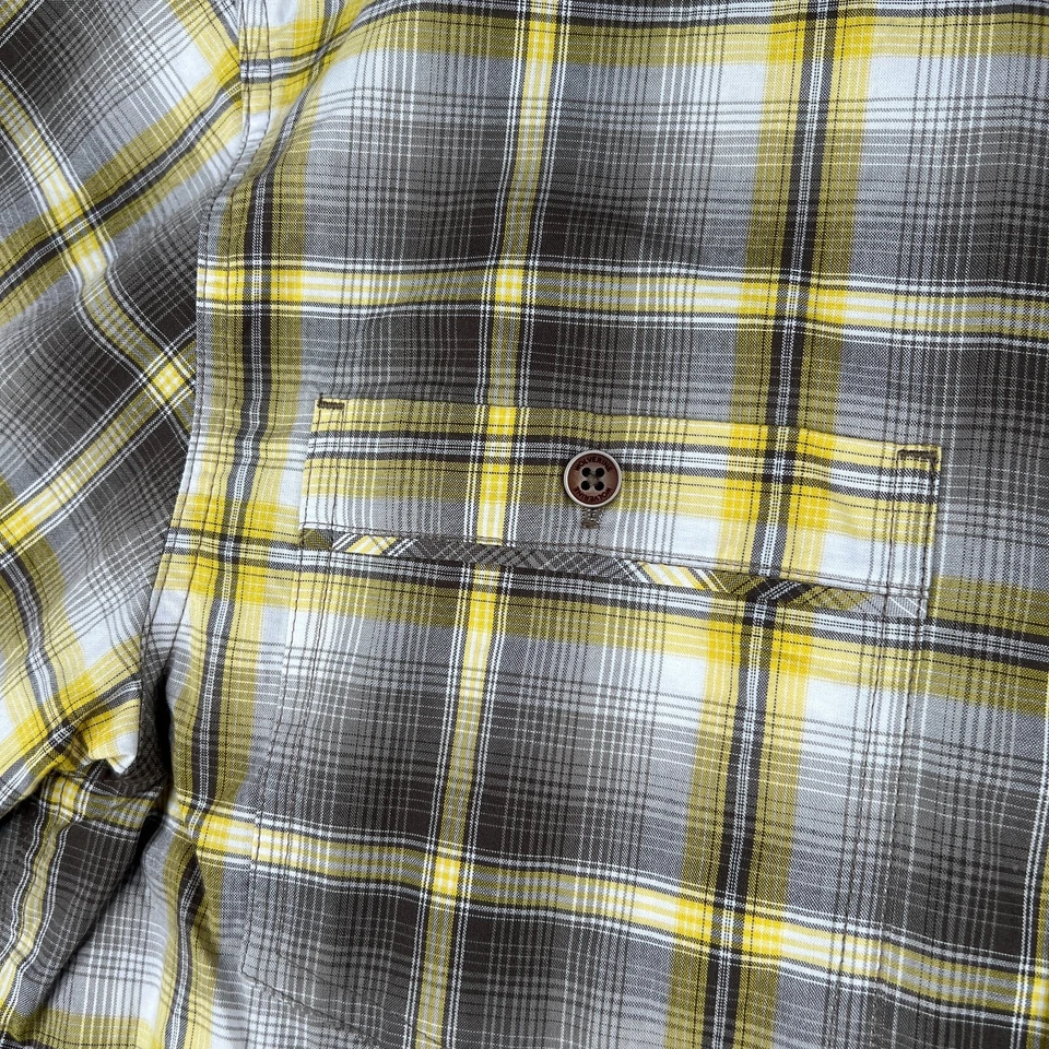 Camisa Wolverine Mediana Amarilla Gris Cuadros Peso Ligero Abotonada Manga Corta Para Hombre Foto 4 de 4