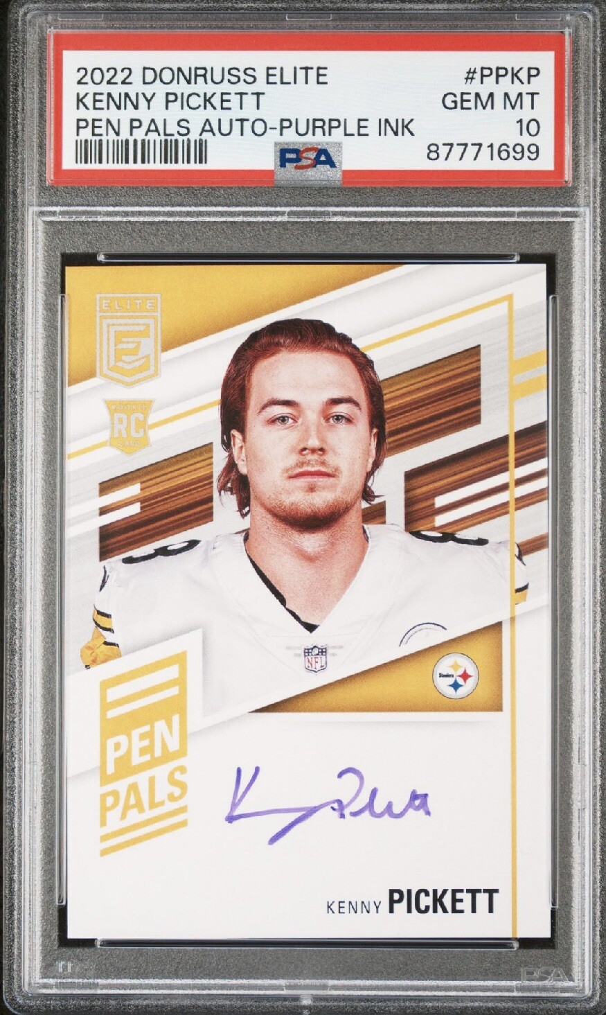 Kenny Pickett Panini Donruss Elite Pen Pals Autographs #PPKP Purple Ink