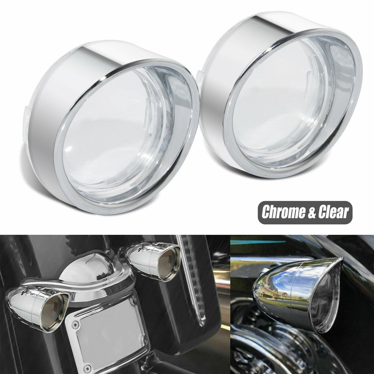 Turn Signal Light Clear Lens Cover Bezels For Harley Electra Glide