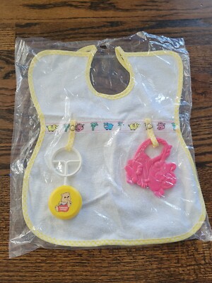 Sears Infant Feeder Bib Tommee Tippee Playskool Yellow White Vintage Toys