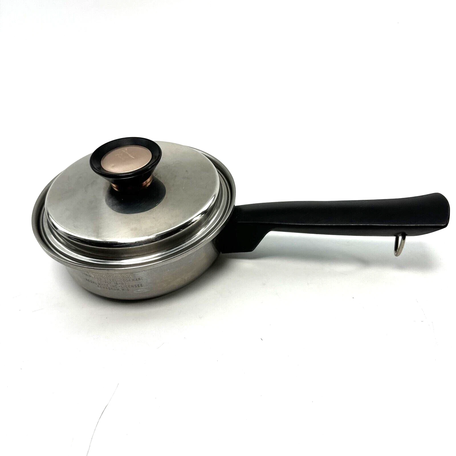 Vintage 1/2 Qt Duncan Hines Stainless Steel 3 Ply 18-8 Regal Sauce Pan Pot & Lid