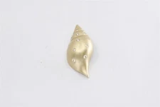 Vintage 14K Yellow Gold Diamond Shell Pendant 0.16 cttw 1.5"