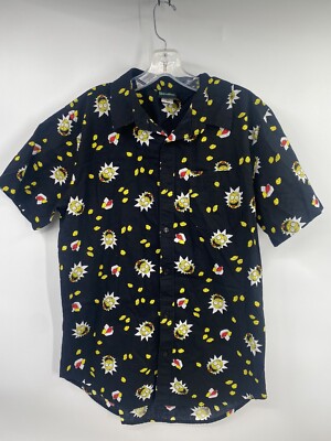 Rick and Morty Men s Large Short Sleeve Button-Up Shirt All Over Graphic Print