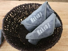 Microfiber Face Makeup Cloth/towel soft gray Custom Embroidered lot/set of 2