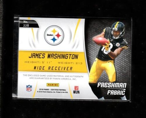 #D 33/50 AUTO JERSEY RC JAMES WASHINGTON 2018 Certified FRESHMAN FABRIC Steelers - Picture 2 of 2