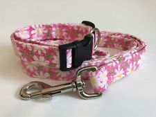 DAISIES DAISY ON PINK Dog collar and leash set (you choose the size)