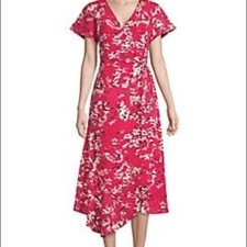 H by Halston EUC red/pink pattern floral wrap dress - Size Small