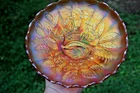ANTIQUE NORTHWOOD PEACOCK AT THE URN CARNIVAL GLASS LARGE ICE BOWL, MARIGOLD