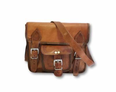 Large Vintage Brown Goat Leather Messenger Bag – Laptop Briefcase For Men (Handmade In India)
