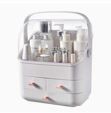 Portable Makeup Organizer Box with Lid Cosmetic Storage Box with Dust Free Cover