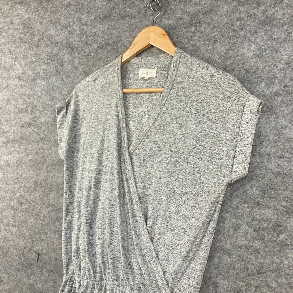 Vestido Lou & Grey para mujer talla XS gris manga corta cintura elástica elástico 27110 Foto 3 de 4