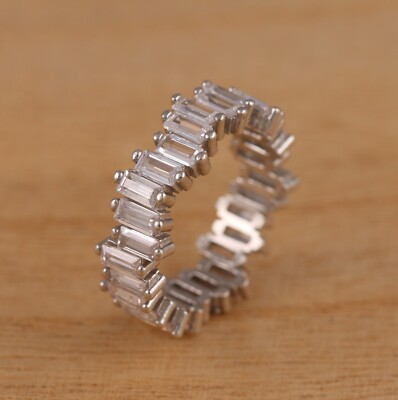 925 Sterlingsilber Full Eternity Verlobung Zickzack CZ Band Ring verschiedene Größen