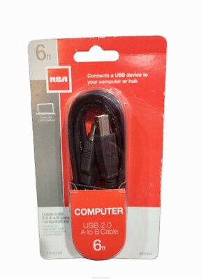 RCA Computer USB 2.0 A to B Cable 6-Feet (TPH520R) Connect USB To ...