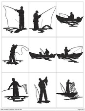 FISHERMAN FISHING SILHOUETTES EMBROIDERY MACHINE DESIGNS PES HUS JEF USB