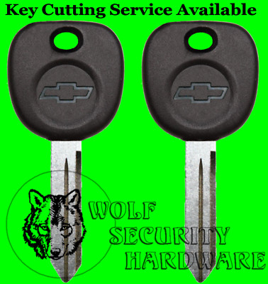 Lot of Two (2) Chevy Bowtie Logo Uncut Key Blank Black Plastic Head *We Can Cut*