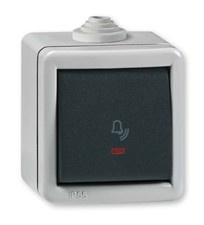 Aufputz Klingeltaster mit Glimmlampe 10AX/250V~ / IP 55 (Metall) grau anthrazit