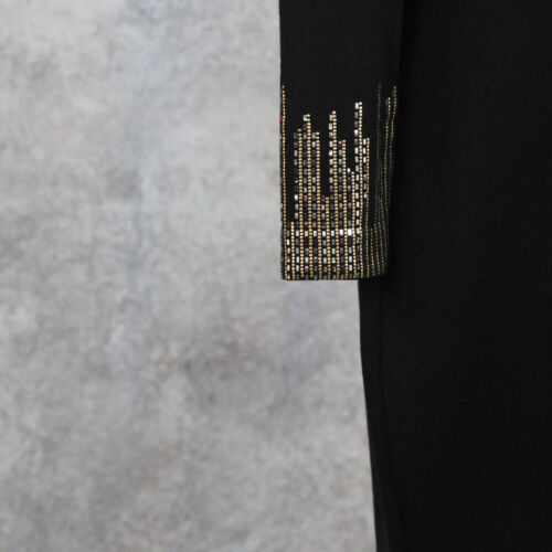 ST JOHN Evening Black with Silver and Gold Paillette Embellished Dress Size 8 - Picture 5 of 8