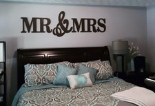 MR  MRS Wood Letters, Wall D cor-Painted Wood Letters, Wall Letters- Queen Size
