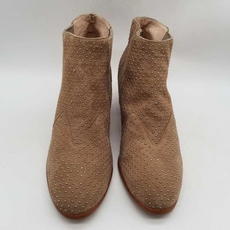 Женские ботильоны Aerin оливково-коричневые замшевые с заклепками на блочном каблуке на лодыжке 6 M - Изображение 2 из 4