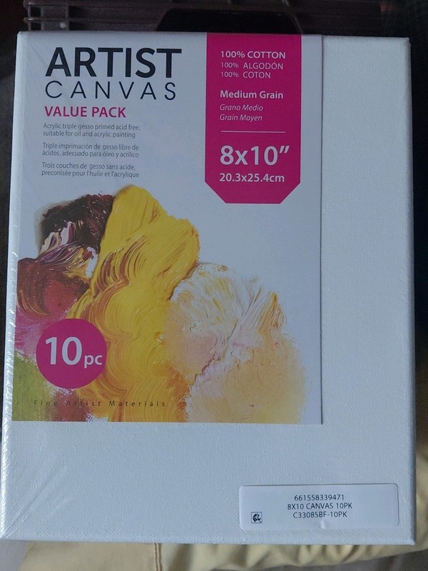 10 pack Artist Canvas 8"x 10" , 100% Cotton Medium Grain Acyrlic & Oil Painting