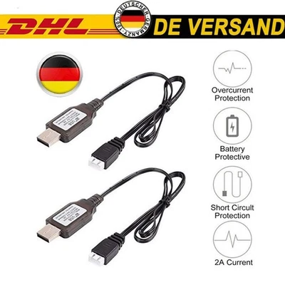 MARKENLOS 2 Stücke USB Ladegerät Kabel 1A für 2S 7,4V LiPo Akku RC Quadcopter FPV Drohne