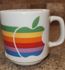 Vintage Apple Computer Logo 80's Mug Papel Rainbow MacIntosh Lisa Coffee Cup