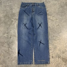 Vintage Outkast Jeans 38x34 Blue AOP Cybergoth Baggy Wide y2k Mens