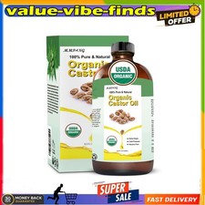 Organic Castor Oil 16.9oz Glass bottle USDA Certified 100 Pure Natural, Cold
