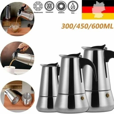 Edelstahl Espressokocher Espresso Maker Espressokanne Kaffeekanne 6-12 Tassen DE